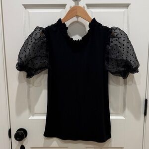 Gibson look black Puff Sleeve Top